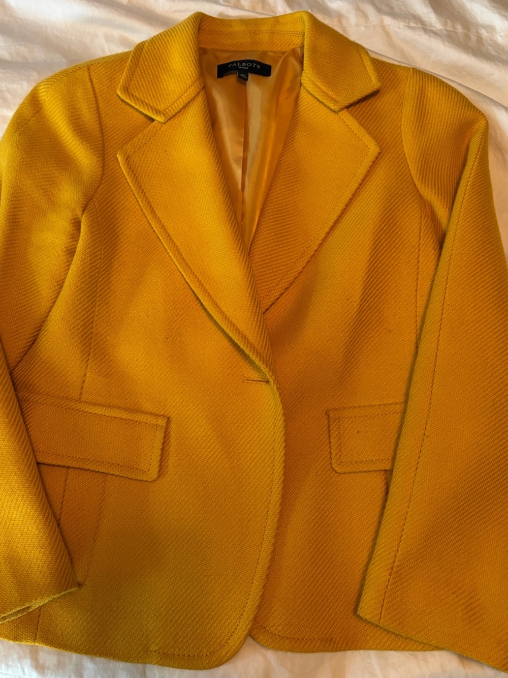 Talbots Mustard Yellow Textured Blazer